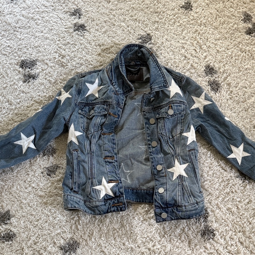 Blank NYC Kids Blue Denim Jacket with White Stars